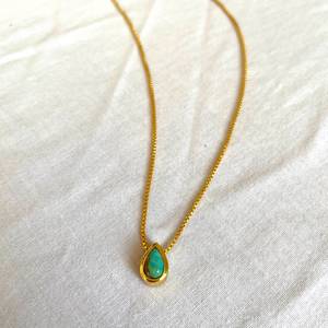 Colgante de Turquesa en Forma de Lágrima, Plata de Ley, Chapado en Oro, Joyería con Piedra Azul, Colgante Hecho a Mano, Proveedor Mayorista - Product Image 1
