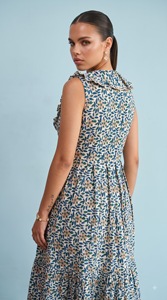 2023 New Arrivals Summer Eco-Friendly Women's Casual Bohemian Floral Long Maxi Dress <b>Tie</b> Dye Gypsy Chic Viscose Crepe V-neck - Product Image 3