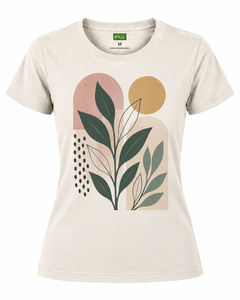 Camiseta de Mujer Ajustada de Manga Corta con Estampado Gráfico, Elástica, de Spandex/Algodón - Product Image 1