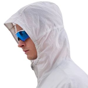 Translucent Windbreaker <b>Jacket</b> and Shorts Set for <b>Men</b> Lightweight Hooded <b>Jacket</b> with Elastic Waist Fashion Outdoor Set in <b>White</b> - Product Image 3