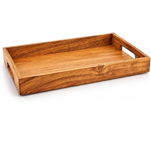 Plateau de service en bois avec poignées et finition polie pour cuisine, restaurant, hôtel, café, petit-déjeuner, vente en gros, export en vrac - Product Image 2