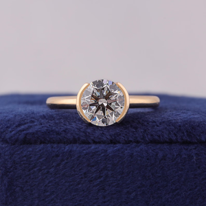 Women's Round Brilliant Cut Diamond Engagement Ring WHITE Gold Bezel Setting Classic Style - Product Image 1