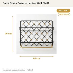 Estante de pared de latón negro SS202 hecho a mano con diseño de roseta, 60 cm, unidad de pared de latón Saira tres en uno para decoración del hogar, hoteles y bodas - Product Image 4