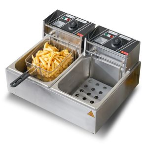 Friggitrice Elettrica Professionale da Banco con Doppio Serbatoio Rimovibile, Capacità 10L in Acciaio Inox per Uso Ristorante - Product Image 3