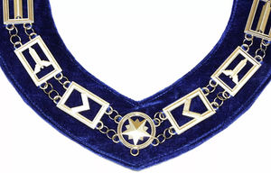 Collar de cadena de metal dorado para logia masónica con joyas, forro de terciopelo azul, tela de alta calidad, collar de cadena personalizado - Product Image 4