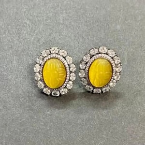 Pendientes de Aro de Piedra Amarilla con Forma de Bola, Chapados en Oro, con Cristales, Estilo Vintage, para Fiestas, Uso Diario, Regalo para Mujer, Precio al por Mayor - Product Image 2
