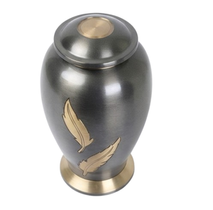 Urne funéraire en aluminium avec motif gravé feuille d'or, pour cendres humaines, vente en gros, urne commémorative pour adulte - Product Image 3