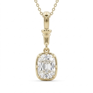 Colgante Clásico de Oro Amarillo de 18K con Diamante Cultivado en Laboratorio Certificado IGI, Corte Cojín y Engaste de Bisel, Regalo de Boda para Mujer - Product Image 1