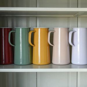 Blue Enamel Pitcher With Handle Large Capacity Minimalist Design Home Drinkware - Product Image 4