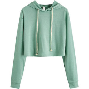 Haut court à capuche pour femme de bonne qualité, brodé, en molleton 100 % coton, personnalisable, à bas prix, service OEM - Product Image 1