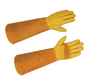 Leather Welding <b>Gloves</b> Cotton Liner Straight Thumb Molten Metal Splash Resistant TIG Use Orange Yellow Color - Product Image 5