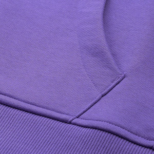 Sweat-shirt sans manches à capuche pour femme, violet uni, en coton tricoté respirant, pour l'automne, avec poches, design épaules tombantes - Product Image 5