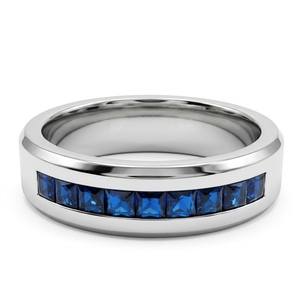 Anillo de Boda de Lujo con Diamante Cultivado en Laboratorio, Corte Princesa, en Platino PT950 - Product Image 1
