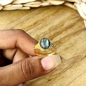 Bague en laiton plaqué or 18 carats pour femme, style bohème, motif tribal filigrané, labradorite, vintage, tendance, pour la vente en gros/OEM/ODM - Product Image 5
