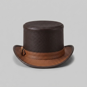 Chapeaux Bob en Cuir Pleine Fleur Véritable Personnalisables avec Logo OEM pour Hommes et Femmes, Style Vintage Steampunk, Vente en Gros - Product Image 2