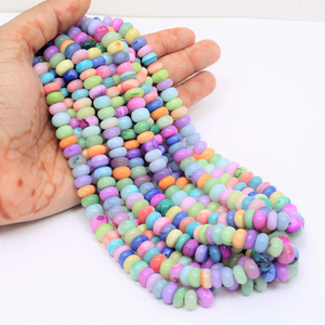 Perles d'opale multicolores incroyables, forme ronde et lisse, 16 pouces, 7-10 mm, mélange de couleurs, perles d'opale unies, qualité AAA. - Product Image 1