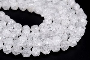 Perles de quartz blanc cristallin à motif craquelé, facettées, en forme de pépites, naturelles authentiques, brin complet, perles en vrac, 15,5 pouces, en gros - Product Image 2