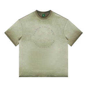Camiseta de Manga Corta con Cuello Redondo Color Verde Oliva para Hombre, Logotipo Personalizado, Corte Regular, 100% Algodón Jersey, Color Sólido Informal con Estampado Frontal - Product Image 1