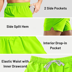 Pantalones Cortos Deportivos para Hombre, con Capa Interior de Soporte y Laterales Divididos, para Correr y Gimnasio - Product Image 2