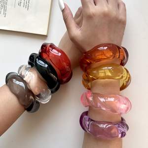 Juego de Brazaletes y Aretes de Resina Hechos a Mano para Mujer, Accesorios de Moda de Cristal para Uso Diario, Ocasiones Especiales, Estilo Étnico Tradicional - Product Image 1