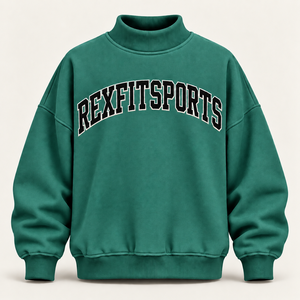 Sweat-shirt à col montant surdimensionné épais avec logo 3D appliqué personnalisé, pull en molleton, fournisseur de vêtements OEM en gros - Product Image 5
