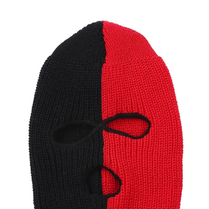 Balaclava en polyester respirant et imperméable à rayures rouges et noires, masque intégral pour une utilisation en extérieur en hiver, taille adulte unisexe 56-58 cm - Product Image 2