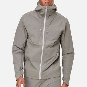 Solid Pattern Men's Casual <b>Hooded</b> <b>Soft</b> <b>Shell</b> Streetwear <b>Jacket</b> Lightweight Warm Waterproof Breathable Zipper Closure Front - Product Image 1