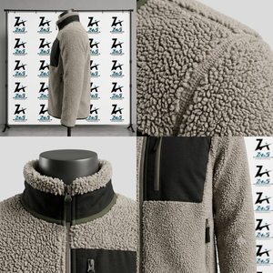 Men's <b>Fleece</b> Sherpa <b>Jacket</b> Stand Collar Zipper Closure Warm Winter Casual Outerwear <b>Thick</b> Polyester Wadding Men's Sherpa <b>Jackets</b> - Product Image 4