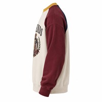 Sweat-shirt à col en V pour homme, manches raglan, polyester/coton, style preppy, coupe classique, automne, doublure non tissée, imprimé uni