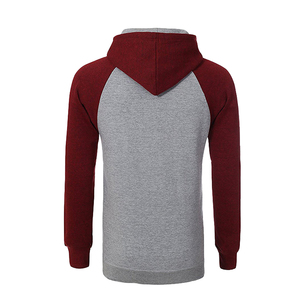 Sudadera con Capucha para Hombre, Color Gris Rojo, Manga Raglán, Estilo Casual, Tejido de Punto, Corte Regular, para Otoño - Product Image 2