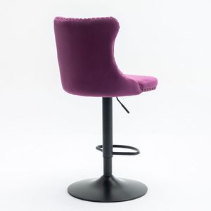 Modern Upholstered <b>Bar</b> <b>Stools</b> with Swivel Velvet Seat <b>Adjustable</b> 25 33 Inch Height 17.7 Inch Base Comfortable Backrest - Product Image 6