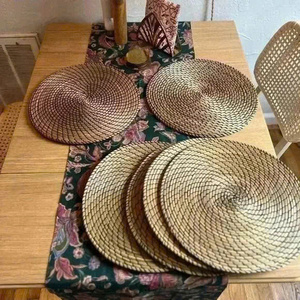 Durable Natural Seagrass Round <b>Placemat</b> <b>Table</b> Mat Rustic Boho Home Decoration Product - Product Image 5