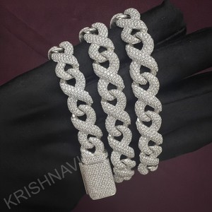 Elegante Cadena Cubana Infinity de 12 MM con Moissanita de Corte Brillante, Chapada en Oro sobre Plata 925, Estilo Hip Hop para Hombre, Certificación IGI - Product Image 3