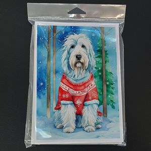 Whimsical A7 Size 5x7 Bearded Collie Christmas <b>Greeting</b> <b>Cards</b> Pack of 8 Blank <b>Note</b> <b>Cards</b> with Envelopes - Product Image 3