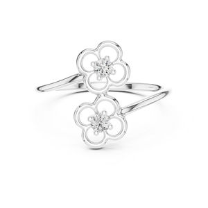 Bague en or blanc 14 carats avec diamant rond cultivé en laboratoire pour femme |   Vêtements de soirée |   Nouveau diamant cultivé - Product Image 1