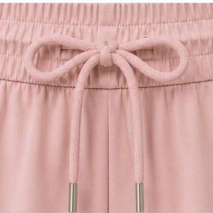 Light Pink Women Athletic <b>Shorts</b> With <b>Burgundy</b> Piping Elastic Waist Drawstring Side Pocket Running Gym Workout Active Wear <b>Short</b> - Product Image 6