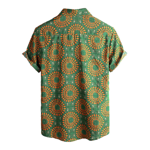 Men's Batik Printed Hawaiian Style Short Sleeve Casual <b>Shirt</b> Turn-down Collar Summer Wear 100% Polyester Breathable - Product Image 4