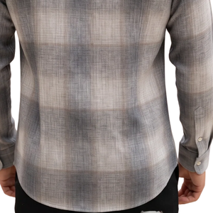 Chemise en flanelle à carreaux gris et blanc pour homme, manches longues, boutonnée, décontractée, en tissu brossé doux, style streetwear, vente en gros - Product Image 6