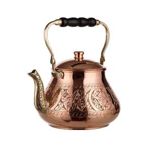 Tetera de Cobre con Diseño Tallado a Mano y Acabado Brillante para Servir Té y Café, Utensilios de Mesa para Té y Espresso - Product Image 1