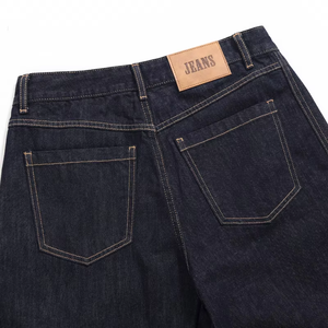 Jean en denim vintage style américain pour hommes et femmes, taille mi-haute, coupe droite ample, tricoté, délavage moyen, lavable, collection automne - Product Image 3