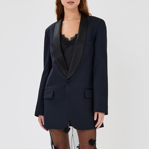 Blazer Clásico de Oficina para Mujer, Elegante, Azul Marino, con un Solo Botón y Acolchado - Product Image 6