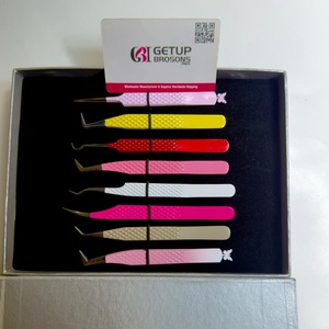 GETUP BROSONS IMPEX – Kit de pinces à extensions de cils colorées et de styles variés, outils de précision en acier inoxydable anti-magnétique et lisses - Product Image 2