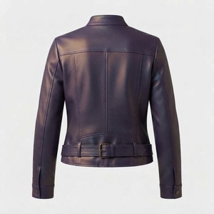 Chaqueta de cuero para mujer, chaqueta de piel de oveja, chaqueta estilo motero, chaqueta negra, chaqueta de cuero genuino, chaqueta cruzada, chaqueta con botones dorados - Product Image 4