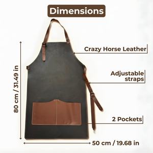 Waterproof Leather <b>Apron</b> for Kitchen <b>BBQ</b> Grill Durable Heat Resistant <b>Apron</b> Bulk Supply OEM Customization LPN-0234 - Product Image 4