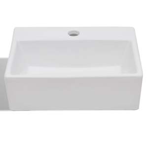 Lavello da bagno in ceramica bianca con foro per rubinetto - Product Image 3
