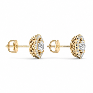 Pendientes de Diamante Cultivado en Laboratorio con Corte Ovalado Certificado por IGI, con Halo de Diamantes Redondos en Oro de 10K, 14K, 18K, Plata 925 y 935 - Product Image 4