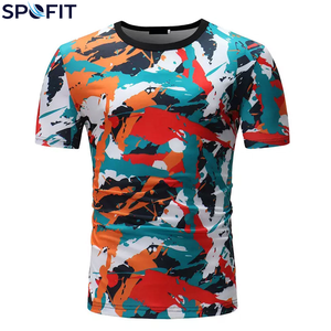 เสื้อยืดพิมพ์ลายกราฟิกแบบซับลิเมชั่นสำหรับผู้ชาย แห้งเร็ว ไซส์ใหญ่ ทรงเข้ารูป ผ้าระบายอากาศดี MOQ ต่ำ เสื้อกีฬา - Product Image 1