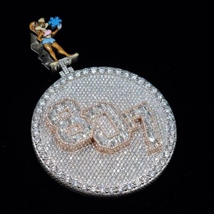 Hip Hop Jewelry 925 Sterling <b>Silver</b> Custom Engraved Name Letter Moissanite Ice Out Men's <b>Pendant</b> Personalized <b>Initial</b> <b>Pendant</b> - Product Image 6