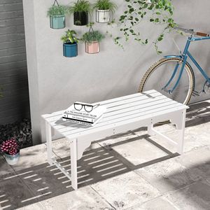 Panca da Giardino in Legno Bianco con Seduta Curva e Doghe per Portico e Patio - Product Image 2