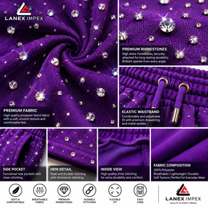 Custom <b>Men</b>’s Bling Crystal Rhinestone Sweat <b>Shorts</b> Soft Fleece Cotton Luxury Casual Streetwear <b>Shorts</b> OEM Wholesale Fashionwear - Product Image 5